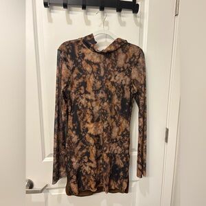 Elegant Brown and Black Tie-Dye Dress